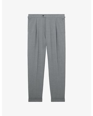 Reiss Promise Adjustable Tailored-Fit Stretch Wool-Blend Trousers - Grey