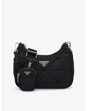 Prada Re-Nylon Padded Woven Shoulder Bag - Black