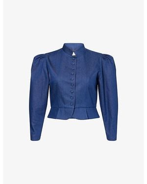 D'Estree Amoako Puff-Sleeve Denim Jacket - Blue