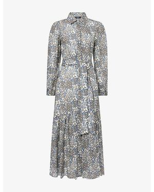 Weekend by Maxmara Floral Print Cotton Shirt Dress - Grey