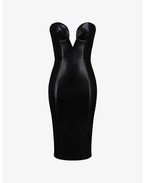 house of cb viola long sleeve faux leather midi dress Dress Havana Vegan Leather