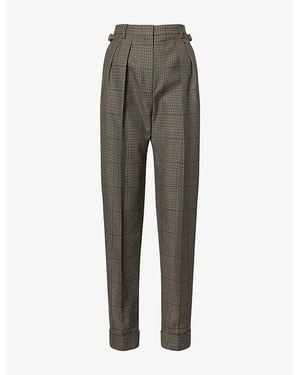 Mugler Houndstooth-Check Tailored Wool Pants - Gray