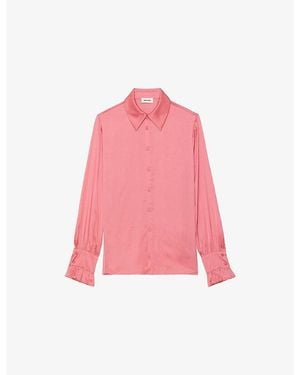 Zadig & Voltaire Thely Wing-Embellished Satin Shirt - Pink
