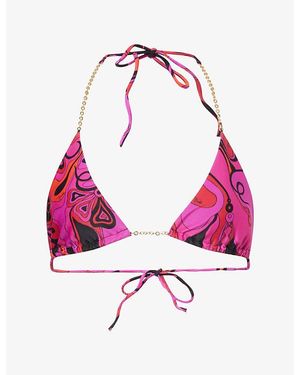 PUCCI Occhi Printed Triangle Bikini Top - Pink