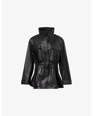 RÓHE Frames Funnel-Neck Sculptural Leather Jacket - Black