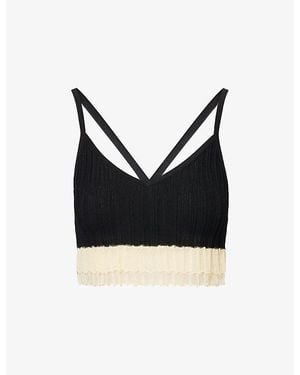 Ashlyn Kimi Contrast-Hem Knitted Bralette - Black