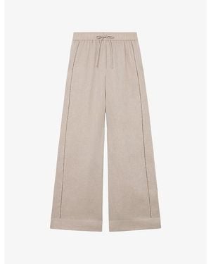 Reiss Riley Wide-Leg Linen Trousers - Natural