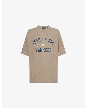 Fear Of God Fog X Essentials X Mlb Yankees 90's Fit Crewneck Cotton-Jersey T-Shirt - Natural