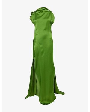 Victoria Beckham Rad Split-Sides Satin Maxi Dress - Green