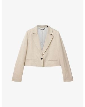 AllSaints Helena Single-Breasted Cropped Linen-Blend Blazer - Natural