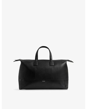 Reiss Casey Logo-Embossed Leather Holdall - Black