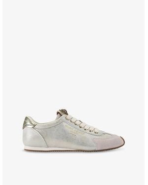Kurt Geiger Islington Eagle-Embellished Metallic-Leather Trainers - White