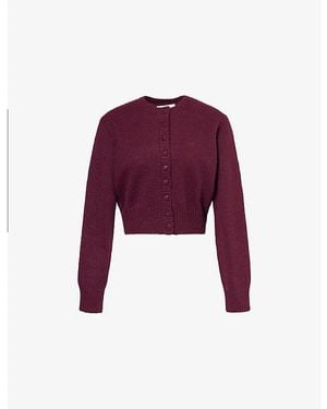 The Couture Club Emblem Cropped Knitted Cardigan - Purple