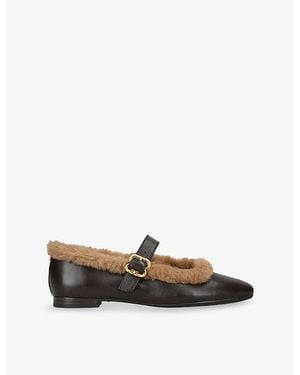 Sam Edelman Michaela Faux-Fur Lined Leather Ballet Flats - Brown