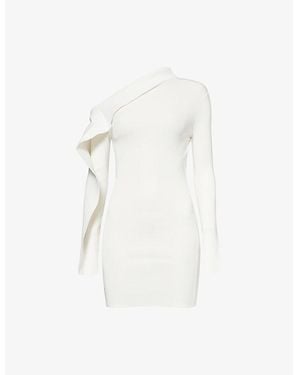 David Koma Drape Asymmetric Knitted Mini Dress - White