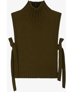 Soeur Or Turtleneck Self-tie Wool-blend Jumper - Green