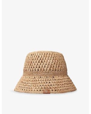 Maje Logo-Tab Raffia Bucket Hat - Natural