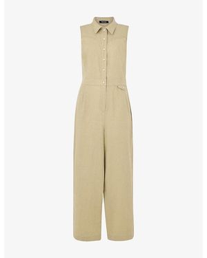 Whistles Ellis Sleeveless Linen Jumpsuit - Natural