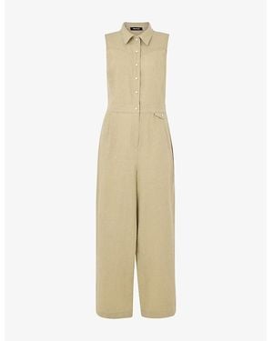 Whistles Ellis Sleeveless Linen Jumpsuit - Natural
