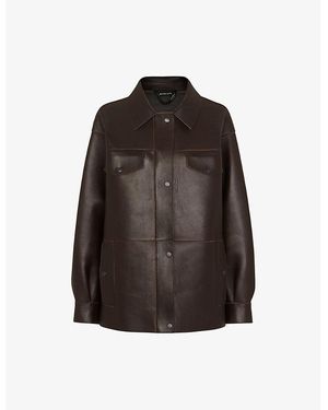 Whistles Oversized-Fit Bonded Leather Jacket - Brown