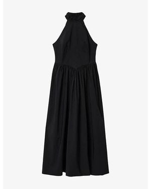 AllSaints Arora Halter-Neck Stretch Cotton-Blend Midi Dress - Black