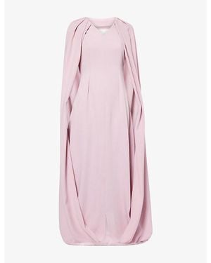 Mona Alshebil Ballon Caped-Sleeve Woven Maxi Dress - Pink