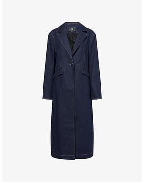 PAIGE Symone Notch-Lapels Denim Coat - Blue