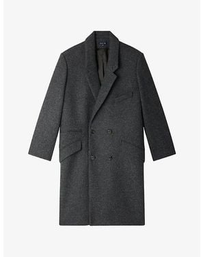 Soeur Wadden Double-Tweed Long Wool Coat - Black