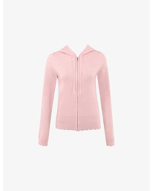 House Of Cb Hocb-Logo Zip-Up Wool And Cashmere-Blend Hoody - Pink