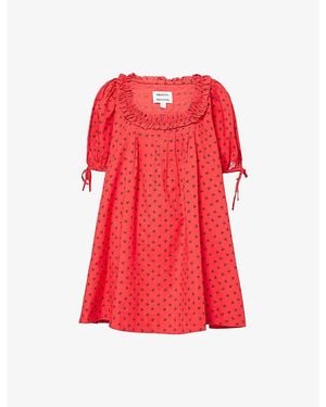 Damson Madder Jemima Gathered Cotton Mini Dress