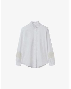 Claudie Pierlot Ruffle-Collar Long-Sleeve Cotton Shirt - White