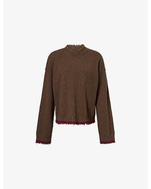Uma Wang Long-Sleeve Raw-Edge Cashmere Jumper - Brown