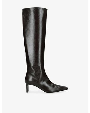 KHAITE Ona 55 Leather Heeled Knee-High Boots - Black