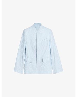 Zadig & Voltaire Veryn Collarless Slim-Fit Crinkled-Leather Jacket - Blue