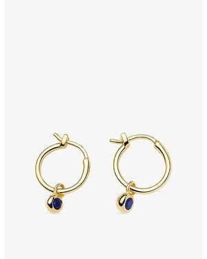 Missoma September Birthstone Mini Charm 18Ct Plated Brass And Lapis Hoop Earrings - Metallic