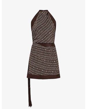 SIR. Astrid Halter Woven Mini Dress - Brown