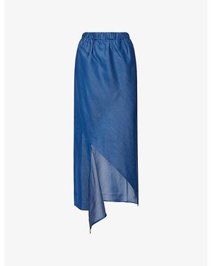 Palmer//Harding Motion Asymmetric-Split Denim Midi Skirt - Blue