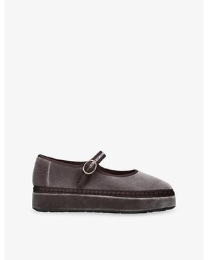 Flabelus Double Cotton-Velvet Ballet Flats - Brown