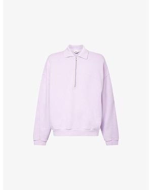 Agolde Pace Quarter-Zip Cotton-Jersey Sweatshirt - Purple