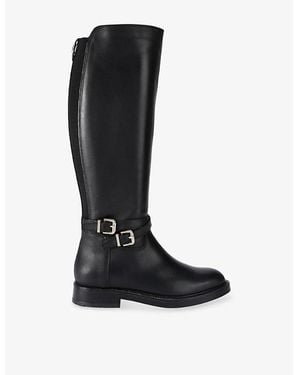 Carvela Kurt Geiger Posa Leather Flat Knee-High Boots - Black