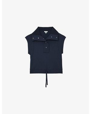Reiss Phoebe Funnel-Neck Jersey Top - Blue