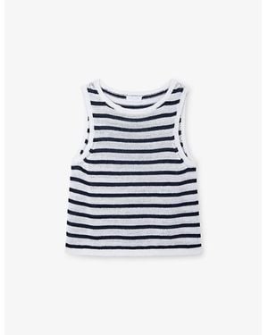 The White Company Striped Knitted Linen Tank Top - Blue