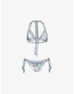 CAMILLA Eyelet Tie Bikini Set - White