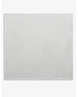 Reiss Ceremony Logo-Print Silk Pocket Square - White