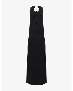 Huishan Zhang Mia Floral Jersey Gown - Black