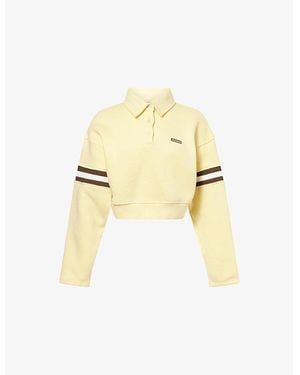 Ru & Rocka Cropped Polo Cotton-Blend Sweatshirt - Metallic
