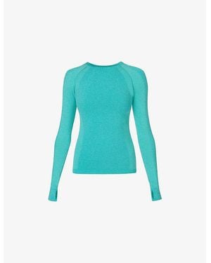 Sweaty Betty Athlete Seamless Gym Long-Sleeve Stretch-Woven Top - Blue