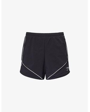 GYMSHARK Retro Embroidered-Logo Stretch-Nylon Shorts - Blue