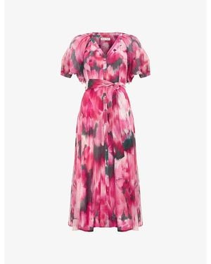 Phase Eight Caterina Floral-Print Woven Midi Dress - Pink