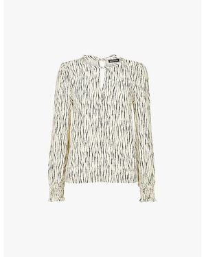 Whistles Shibori Stripe-Pattern Woven Blouse - White